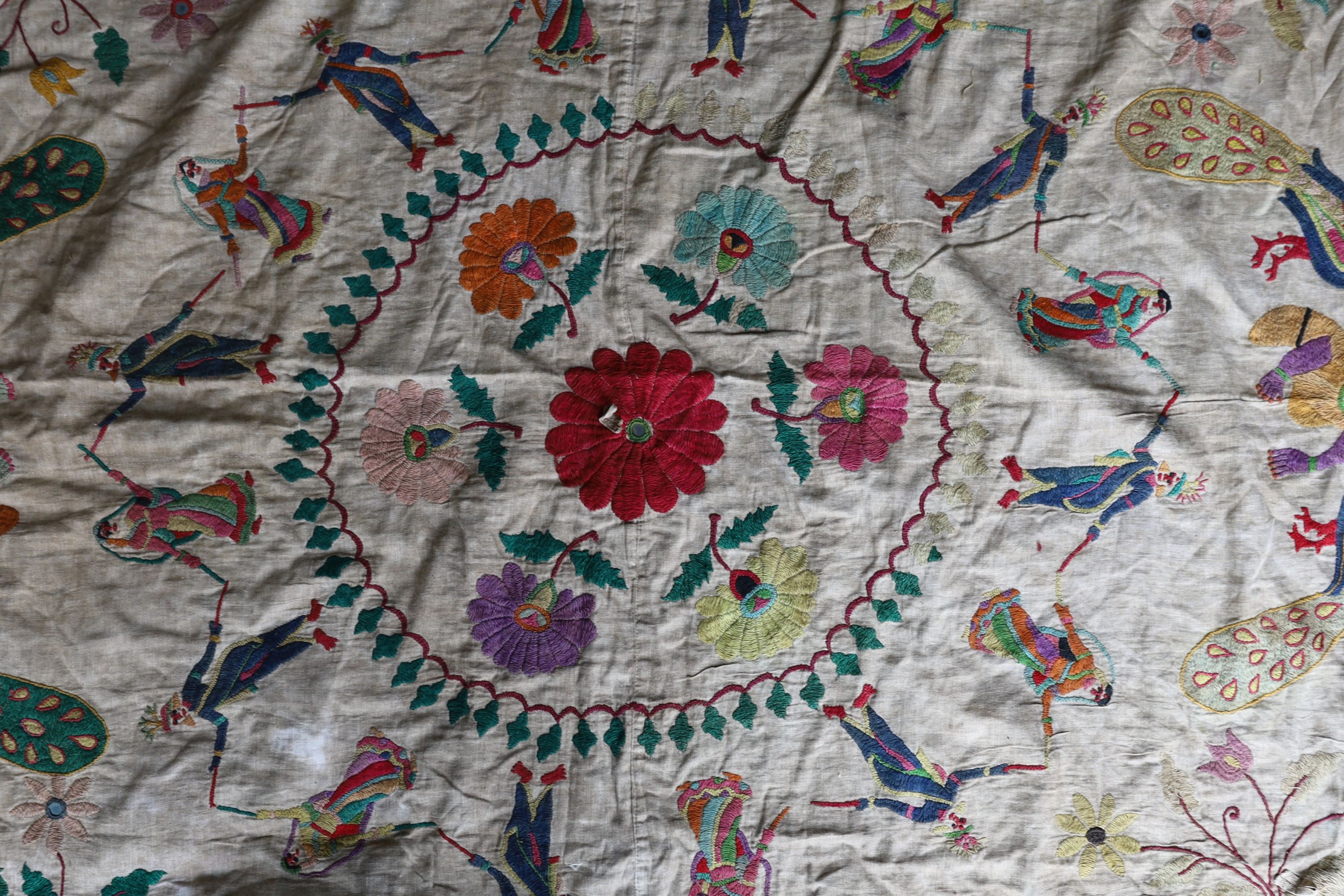 An Indian embroidered panel, 160 x 180cm